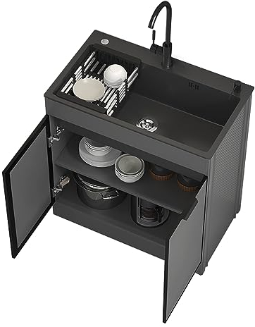 Allzweckspüle mit Schrank, Küchenspüle und Schrankkombination mit Abtropffläche und Wasserhahn-Lagerregalen für Küche, Restaurant, Bauernhaus, Wäscherei, Garage, gewerblicher Innen- und Außenbereich
