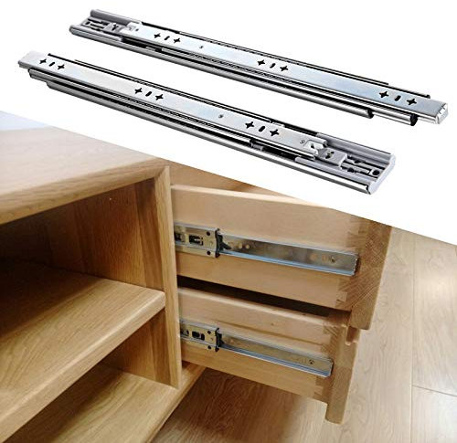 par de guías para cajones con rodamiento de bolas de cierre suave - Guías resistentes - Montaje lateral - Kit de reparación - Guías de extensión para mesa de cocina - Guías para cajones de gabinete