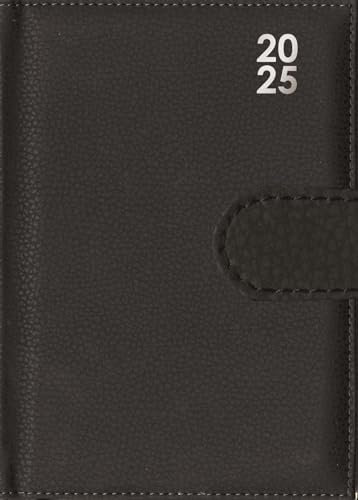 Terminplaner 2025, A7, Hardcover, weiches Kunstleder, Tag pro Seite, für Zuhause, Schreibtisch, Büro, Schwarz