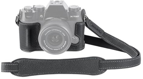 SMALLRIG X-T50 Half Leather Case Kit with Shoulder Strap, Retro Style Leather Camera Half Leather Case with Aluminum Alloy Frame for FUJIFILM X-T50, Black - 4709