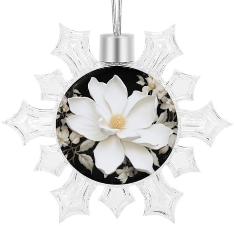 Weihnachtsbaumschmuck, weißer Blumendruck, Schneeflocken-Ornamente, hängende Weihnachtsbaumschmuck