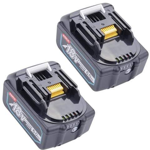 DFTIM 2 Pack 6.0Ah BL1860 Replacement for Makita BL1860 BL1860B BL1850 BL1850B BL1840 BL1840B BL1830 BL1830B BL1815 BL1825 BL1835 BL1845 Upgrade Cordless Power Tools Lithium Battery Pack Replacement