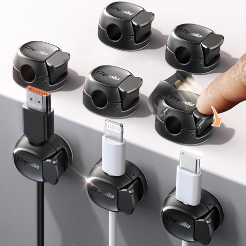 Chfeila 8-Pack Cable Clips, Quick-Lock Cord Organizer Black