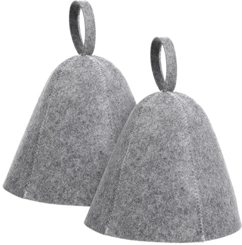 OHPHCALL Bonnet De Sauna En Feutre Épais 2 Pièces Gris Léger Absorbant L'humidité Pour Bain Et Spa Protection La Chaleur Unisexe