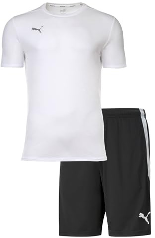 PUMA Herren Finisher Trainingsset - Atmungsaktives Funktionsshirt und Shorts für Fitness & Freizeit, Schwarz/Weiß L