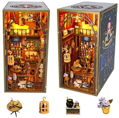 shrike Kit Booknook pour Adultes – Maison de Poupée DIY Booknook, Puzzle en Bois 3D, Kit Miniature avec LED – Décorations Artisanales pour Ados 14+ et Adultes (Mira Booknook)
