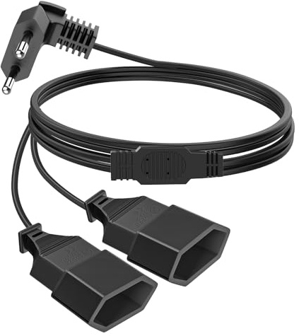 VIEVRE Verlängerungskabel Eurostecker Flach,1,5M Eurostecker Verlängerung,Mehrfachstecker Flach,2-in-1 Stromkabel Dreifach Typ-C-Stecker,0,75 mm² Max,Flachstecker Verlängerung für TV Monitor,Schwarz