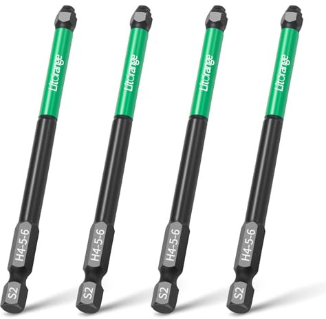 LitOrange 100 mm H3-4-5 Hex Bit Set (3 in 1) for Cordless Screwdriver, 4 Pieces with Strong Magnetic Head, 1/4 Inch Hex Shank Allen Impact Bit Set for Impact