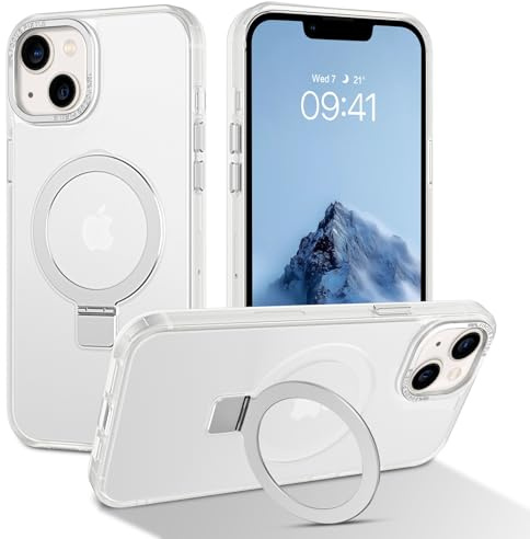 BENTOBEN Hülle für iPhone 13 Mini Mag-Safe mit Ständer, [Magnetisch Ständer Ring] Matt Kabellos Dünn TPU Bumper Cover Case Handyhülle iPhone 13 Mini 5.4, Weiß