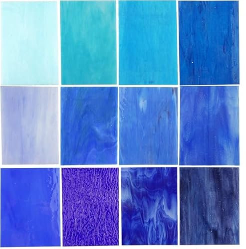 CHICSHIS Lot de 10 plaques de vitrail - 10 x 15 cm - En verre opale - Pour projets de mosaïque Tiffany - Carreaux de mosaïque brillants pour l'artisanat - Bleu vif
