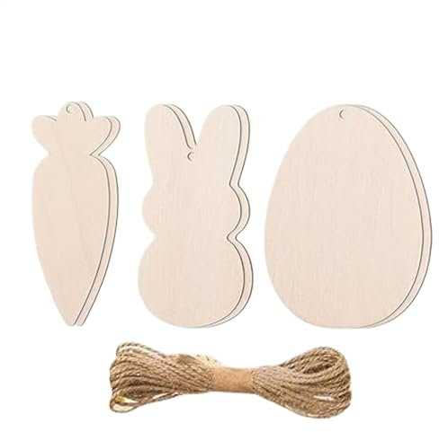 Unvollendete Osterschilder, Hase Eier Karotte leere schilder, Osterhase Eier Karottenausschnitt Schilder unvollendetes, Handgefertigte Handwerkshang Dekorationen für Zuhause