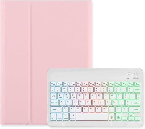 Bueuwe Tastatur hülle für iPad 9.7(2017/2018) Air2/Pro9.7, abnehmbare kabellose Tastaturhülle mit Hintergrundbeleuchtung,Rosa
