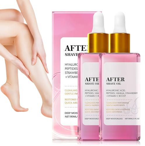 Strawberry After Shave Oil, After Shave Herren und Frau Öl, Rasieröl Enthält Hyaluronsäure und Peptide für glatte Haut Verhindert Eingewachsene Haare und Trockenheit für Alle Hauttypen (2Pcs, 2)
