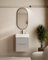 Mueble Baño Suspendido a Pared Fondo Reducido | 2 Cajones con Lavabo Cerámico | Moka Mate Tirador Negro | 50cm