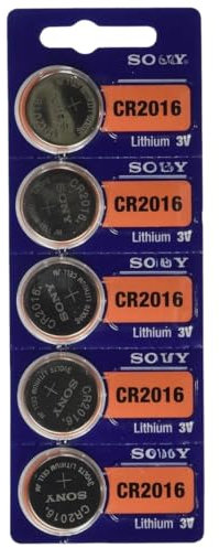So-ny CR2016 Lithium Coin Cell Battery 3V Pack of 5 Button Batteries for Car Key Fob, Watch, Toys, Remote, Scale, Calculator