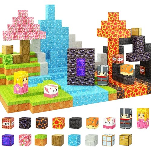 KiwiKids Magnetbausteine für Kinder, 100-teilig – Magnetwürfel im Pixel-Design, Mint Lernspielzeug & Konstruktionsspielzeug ab 3 Jahren – Kreatives Geschenk für Jungen & Mädchen