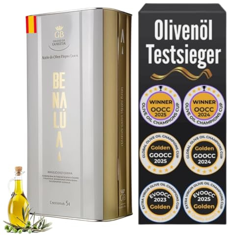 Olivenöl 5 Liter Extra Natives - Neue Ernte 2026 - Spanisches Olivenöl (Testsieger 2025) Kaltgepresst im 5L Kanister - Premium Qualität & Polyphenolreich
