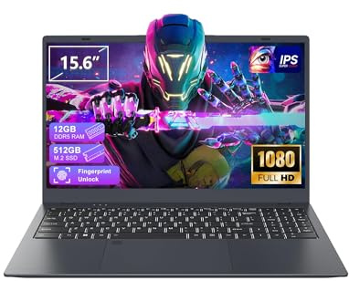 Zrasu Laptop with 12GB RAM 512GB SSD, 15.6 Inch FHD Laptop Computer, N95 Processor(up to 3.4GHz), Backlit Keyboard, Fingerprint Unlock, WiFi 6, Bluetooth 5.3