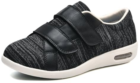 JTNZDAW Deportivas Ancho Especial Hombre Zapatos Ortopedicos Mujer Pie Diabetico Zapatillas Caminar Pies Hinchados(BlackGrey,37.5 EU)