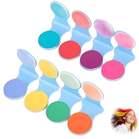 8pcs Tizas para El Pelo, 8 colores diferentes Tinte Temporal Tizas de Color Lavables para el Cabello Colores Cabello Mechas Pelo Adecuadas Peinado Cumpleaños Halloween Navidad Bodas Fiesta