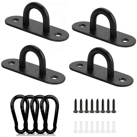 NIYATA 4 Pcs Heavy Duty Pad Eye Plate, Boat Wall Mount Eye Plate | Boat Wall Mount Hook, Tie Rings for Horses, Washing Line Hook