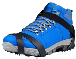 Ramponi da ghiaccio a trazione con 2 cinghie regolabili, 11 tacchetti per scarpe e stivali, ramponi antiscivolo per scarponi da trekking, camminate, escursionismo, arrampicata su neve e ghiaccio (M)