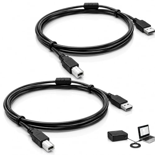 2 Pack USB B MIDI Cable for Instruments 3 FT, USB A to B Printer Cable, USB 2.0 Type A to USB B Male Lead, USB Printer Cable USB Audio Interface for MIDI Keyboards, Controllers, Digital Pianos