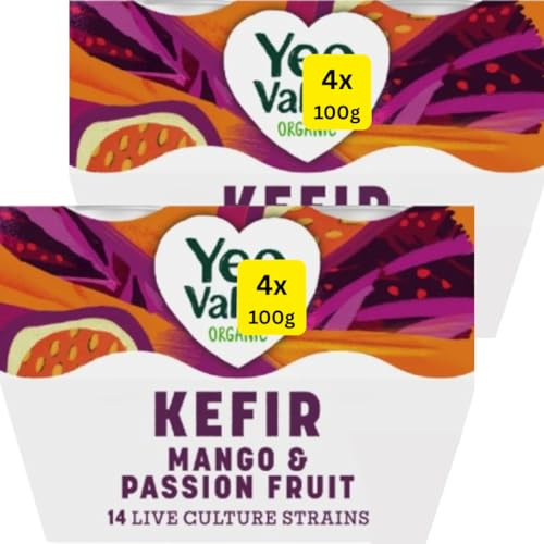 Org Mango & Passionfruit Kefir Yogurt YeoValleys (8x100g)