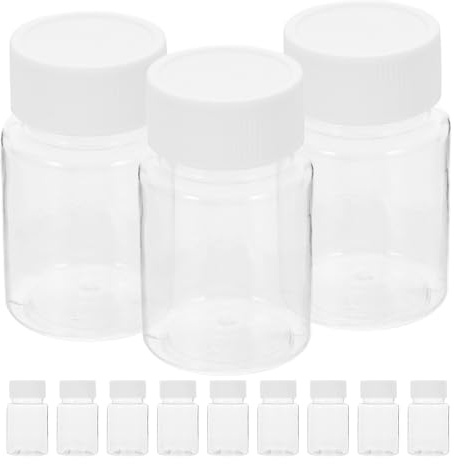 Organisateur avec Transport 50ml de Capsules en Plastique Capuchon | Lot de 12 Pièces, Maintien de Fraîcheur, Rangement Portable, pour Capsules et Petits Objets