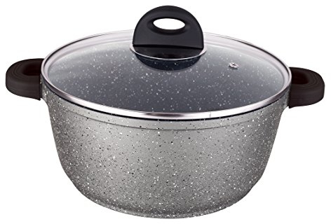 Klaus - Faitout 24 Cm Avec Couvercle Pour Cuisiner Comme Sur De La Pierre Avec Maniques En Silicone Pour Ne Pas Vous Bruler, Tous Feux Dont Induction Passe Au Four