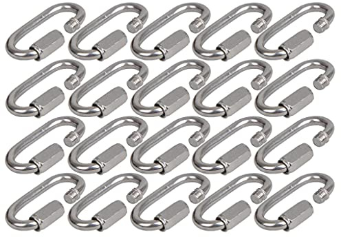 Multibros 20er Pack Schraubglied Kettenschnellverschluss – Kettennotglied aus verzinktem Stahl, Karabiner mit Schraubverschluss, Fest & Langlebig, Ideal für Hängematten, Boxsäcke, Sonnensegel