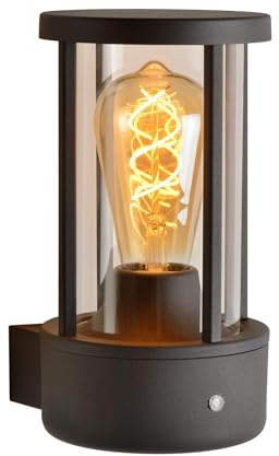 LUCIDE Lori - Wall Light Indoor/Outdoor - Ø 12 cm - 1xE27 - IP44 - Day/Night Sensor - Anthracite
