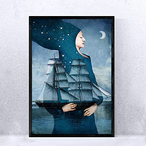Cathrin Welz-Stein Hochwertiger Kunstdruck Poster Print – Bluemoon - Künstlerin A4-210mm x 297mm Badezimmer Deko Bilder Wohnzimmer Poster & Kunstdrucke | Lieferung ohne Rahmen
