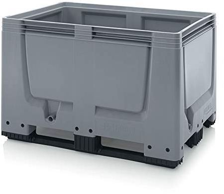 AUER Big Box BBG 1208K geschlossen mit 3 Kufen Transportbox Palettenbehälter 120 x 80 x 79 cm Volumen 535 L Lagerbox Industriebox für schwere Güter | Behälter für sperrige Ware