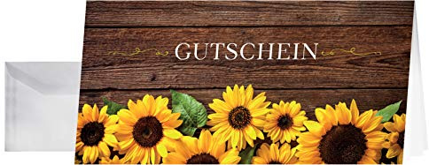 SIGEL Gutscheinkarten Sonnenblumen DIN lang 10er Set | DS101, Für persönliche Geschenk- und Grußbotschaften