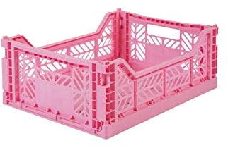 Ay-Kasa Klappkiste, stabile Faltkiste aus Kunststoff, stapelbar, Baby pink, Midi (40x30x14cm)