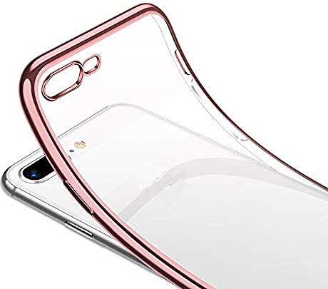 Compatible with iPhone 7/8 Clear Silicone Case with Rose Gold Edge