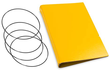 A6, revolutionäres, nachhaltiges X17-Konzept für Notizbuch Personal Organizer und Terminplaner/Hülle für 3 Hefte! Recyceltes Leder, gelb, Made in Germany,17 Jahre Garantie*