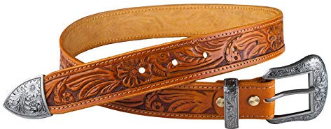 Klassischer punzierter Trachtengürtel mit prächtiger Schließe, High End (S)