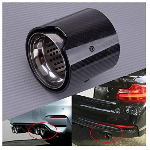 MYDH Auspuffblenden Für BMW M Performance 60mm glänzende Kohlenstofffaser Edelstahl Auto Auspuffrohr Schwanzspitzen Passkraft stecken Auspuff Endrohr