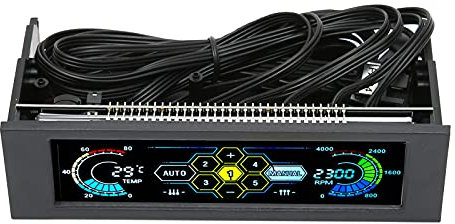 33C05-RTK Controlador de Velocidad del Ventilador, Controlador de Temperatura de 5 Ventiladores para PC, Monitor de Temperatura de computadora Panel de Lente de PVC Pantalla Bahía de Unidad
