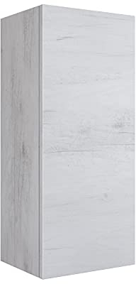 Mama Store Atena Pensile Singolo Reversibile con sistema di apertura push and pull, Laminato, Quercia Bianco L. 30 X P. 22 X H. 71 Cm