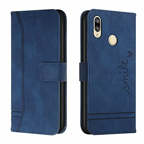 QIWEIQING Funda Compatible con Huawei Honor 8X, Funda Libro Protectora con Carcasa de TPU, Soporte Plegable, Ranura para Tarjeta, Funda de Cuero PU para Huawei Honor 8X Blue HX