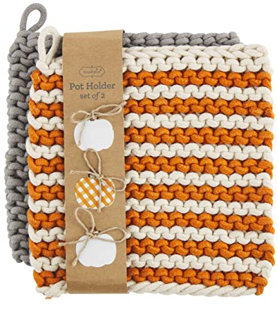 Mud Pie Set di presine per uncinetto, arancione, 20,3 x 20,3 cm