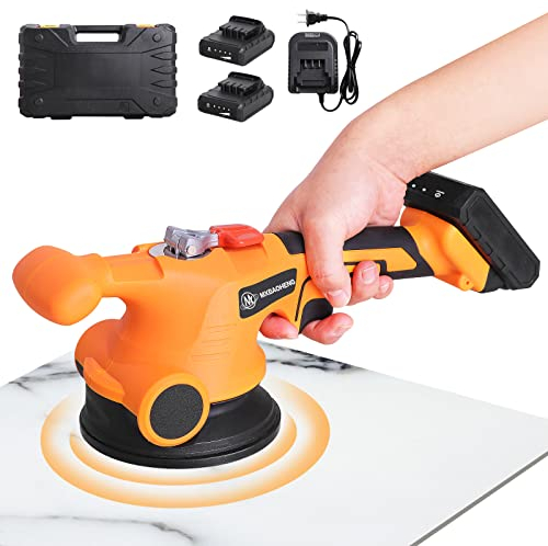 MXBAOHENG Fliesenrüttler mit 2 Akkus 2000 mA Elektrischer Fliesenvibrator 3 Stuftige Geschwindigkeit 12000VPM Vibrator für Fliesen 100 KG Fliesenverlegemaschine für 80 * 80cm Fliesen