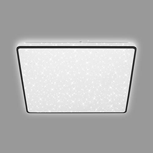 BRILONER Leuchten - LED Deckenlampe mit Sternenhimmel, Deckenleuchte Sternendekor, Backlighteffekt, Flach, Neutralweißes Licht, 370x370x45 mm, Schwarz, 3749-415, 37 x 37 cm