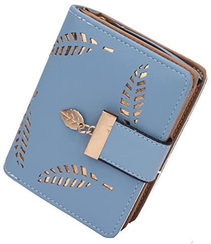 CHAOFANXI Portefeuille Bifold en Cuir, Femme Fermeture Éclair, Porte-Cartes et Porte-Monnaie Bleu