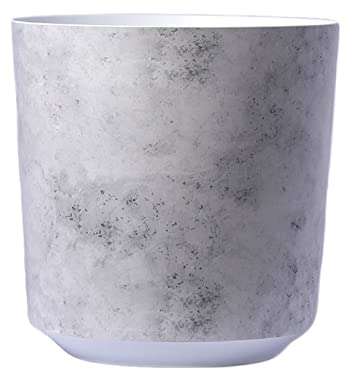 Home Garden Ornaments Solo Plant Pots Indoor 25.5cm Diameter - Plastic Plant Pot with Original Motif of White Marble - Plastic Flower Pots Outside – Decorative Flower Pot (Ø25.5cm, White Marble)