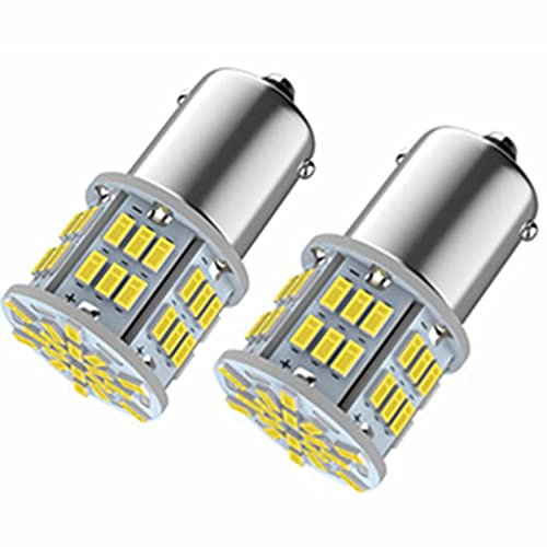 Bsxywa 1156 Ba15s P21w LED Ampoules 12V 24V, 54SMD Super Brillant Blanche 6000K, Pour Auto Voiture RV DRL Feux de Jours, Feu de Recul, Feux de Brouillard arrière, Bateau. (Lot De 2)