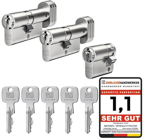 Winkhaus X-pert Profilzylinder, Knaufzylinder, Halbzylinder, Schließsystem Türzylinder Schließzylinder Zylinder Turschloss verschiedene Längen Set (3er Set | 2 Knaufzylinder & 1 Halbzylinder)